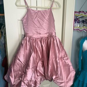 Satin Pink Bubble Hem Party Dress